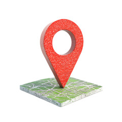 Vibrant 3D Location Pin on Transparent Digital Map Background