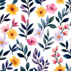 Colorful floral pattern with vibrant leaves and flowers