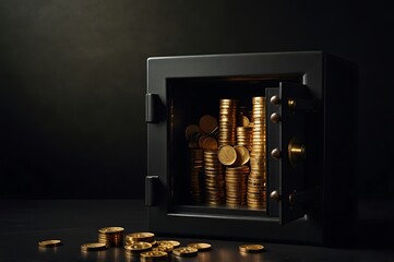An Open Safe Overflowing With Stacks Of Gold Coins Symbolizing Wealth
