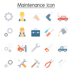 Maintenance & Fixing icon set in thin line style