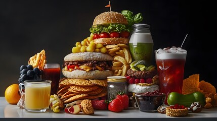 Indulgent food feast display culinary event gourmet cuisine studio setting close-up view temptation and variety