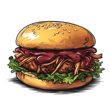 burger with pulled pork and sauce clip art preview
