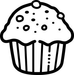 Chocolate muffin doodle vector icon and illustration