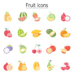 Fruit icon set in thin line style