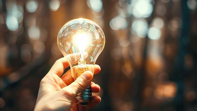 Hand holding a glowing light bulb concept