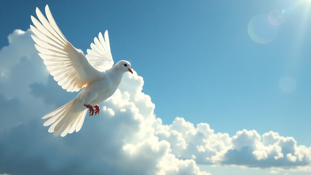 sky funeral background with white dove copy space for text new image
