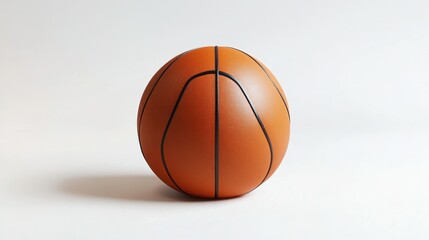 Obraz premium Modern 3D basketball with a smooth orange surface and sleek black seams, on a clean white background.