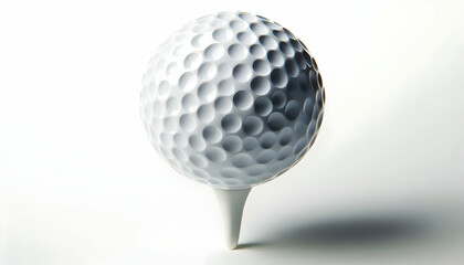 Golf A white golf ball with hexagonal dimples rests on a white golf tee4
