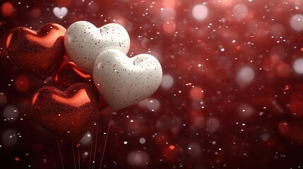 Obraz premium Colorful Heart Shaped Balloons on Valentine's Day Background