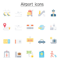 Airport icon set in thin line style