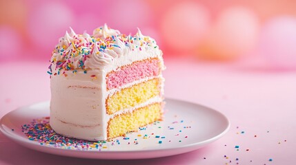Birthday cake with colorful cream, delicious and attractive