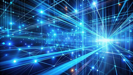 Fototapeta premium Abstract Blue Digital Network, Cyber Data Flow, Futuristic Technology Background