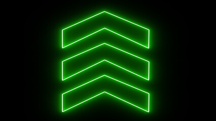 Arrow-up fast transition backgrounds with alpha channel. Swipe upward directional pointing green neon arrow icon. Glowing upload arrow