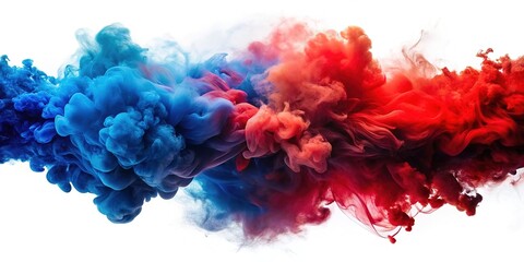 Obraz premium Blue Red Smoke Merge, Abstract Swirling Colors, Artistic Smoke Photography, High-Resolution Image