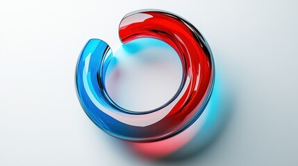 Vibrant red and blue 3D circle graph with glossy sections, floating against a clean white backdrop.