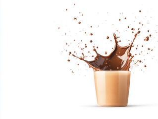 A Solo Chocolate Splash Set Against a Crisp White Background.