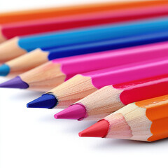 Naklejka premium Colorful pencils arranged in row, showcasing vibrant hues