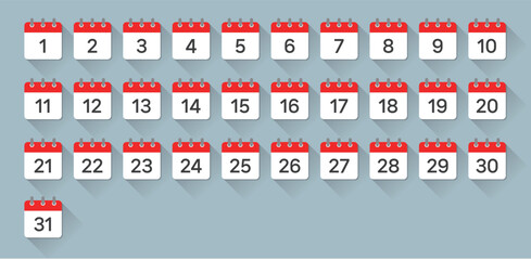 A collection of icons made by day of the calendar date (Illustration)