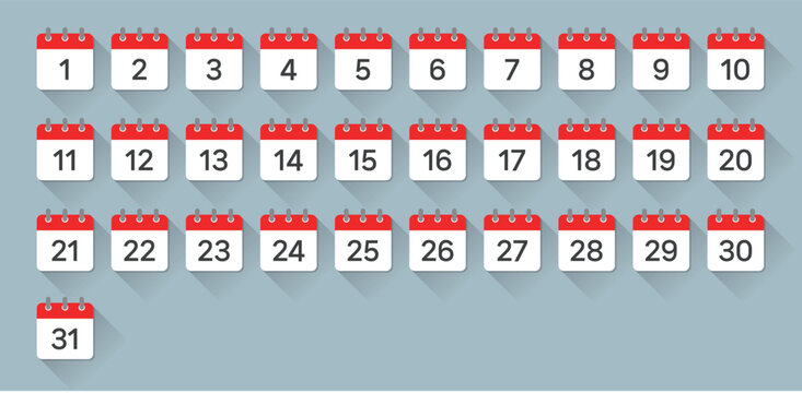 A collection of icons made by day of the calendar date (Illustration)