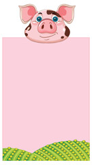 Cute Pig with Farm Background