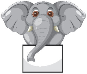 Cute Elephant with Blank Sign