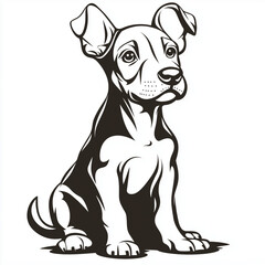Obraz premium Simple line drawing of a baby Doberman Pinscher on a white background, with a simple design, 