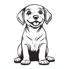 Fototapeta premium Simple line drawing of a golden on a white background, with a simple design, 