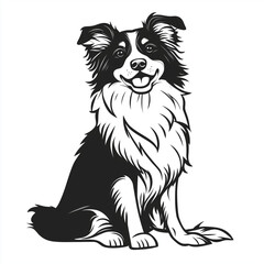 Naklejka premium Simple line drawing of a baby Belgian sheepdog full body on a white background,