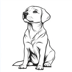 Fototapeta premium Simple line drawing of a golden on a white background, with a simple design,