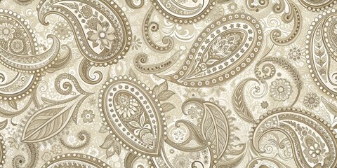 Elegant Beige and Cream Paisley Pattern Design for Fabric and Textile
