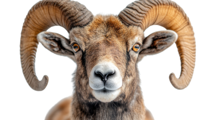 chamois ram hunting trophy isolated on white background