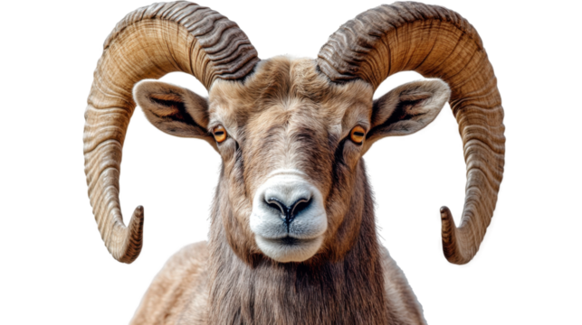 chamois ram hunting trophy isolated on white background