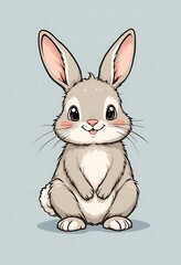 Obraz premium Adorable Grey Bunny Sitting Happily