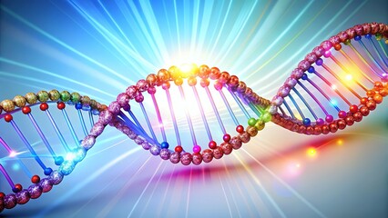 Stunning DNA Helix Network: Bright, Colorful Digital Rendering