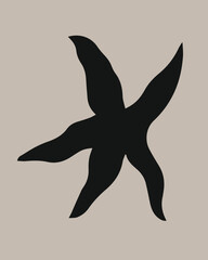 black starfish silhouette contemporary vector