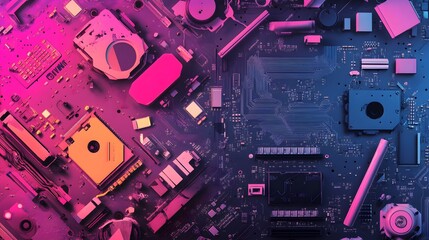 Intricate Computer Motherboard Featuring Multiple Components and Circuits in a Technological Environment Representing Modern Digital Innovation and Connectivity