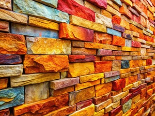 Textured Stone Wall, Abstract Shapes, Colorful, Bright,  Depth