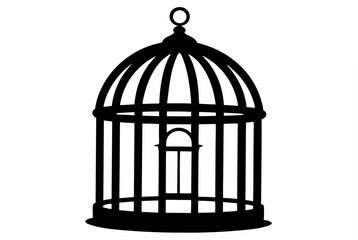 empty bird cage  silhouette vector illustration