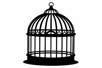 empty bird cage  silhouette vector illustration