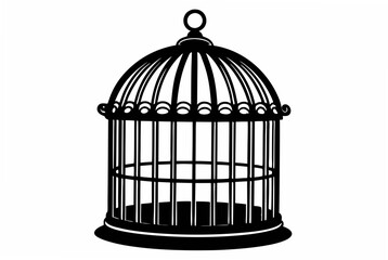 empty bird cage  silhouette vector illustration