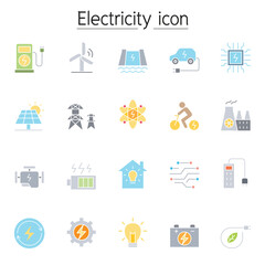 Electricity icons set in thin line style
