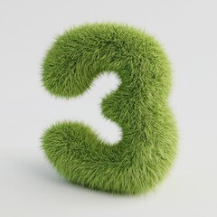 Soft plush 3 in vibrant green grass, facing the viewer directly on white.