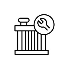 Car engine repair outline icons, minimalist vector illustration ,simple transparent graphic element .Isolated on white background