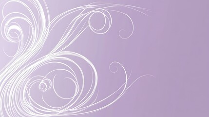 Abstract Lavender Swirls White Line Art Design