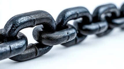 Obraz premium Close-up of a Black Metal Chain: Texture, Strength, and Interconnection. A Detailed Look at Industrial Strength and Unity