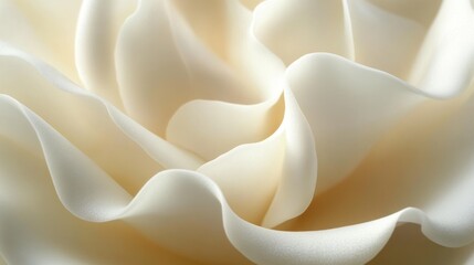 Close-up creamy white rose petals, soft light, blurred background, wedding invitation design