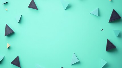 Abstract Teal Background With Scattered Triangles