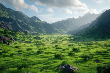 Fototapeta premium A lush green valley in Saudi Arabia.