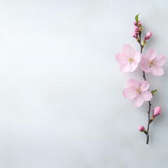 Obraz premium single bright pink cherry blossom branch with buds