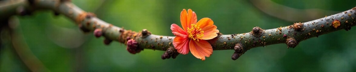 Obraz premium Fungal growth on a rotting flower tree branch, bloom, , diseased